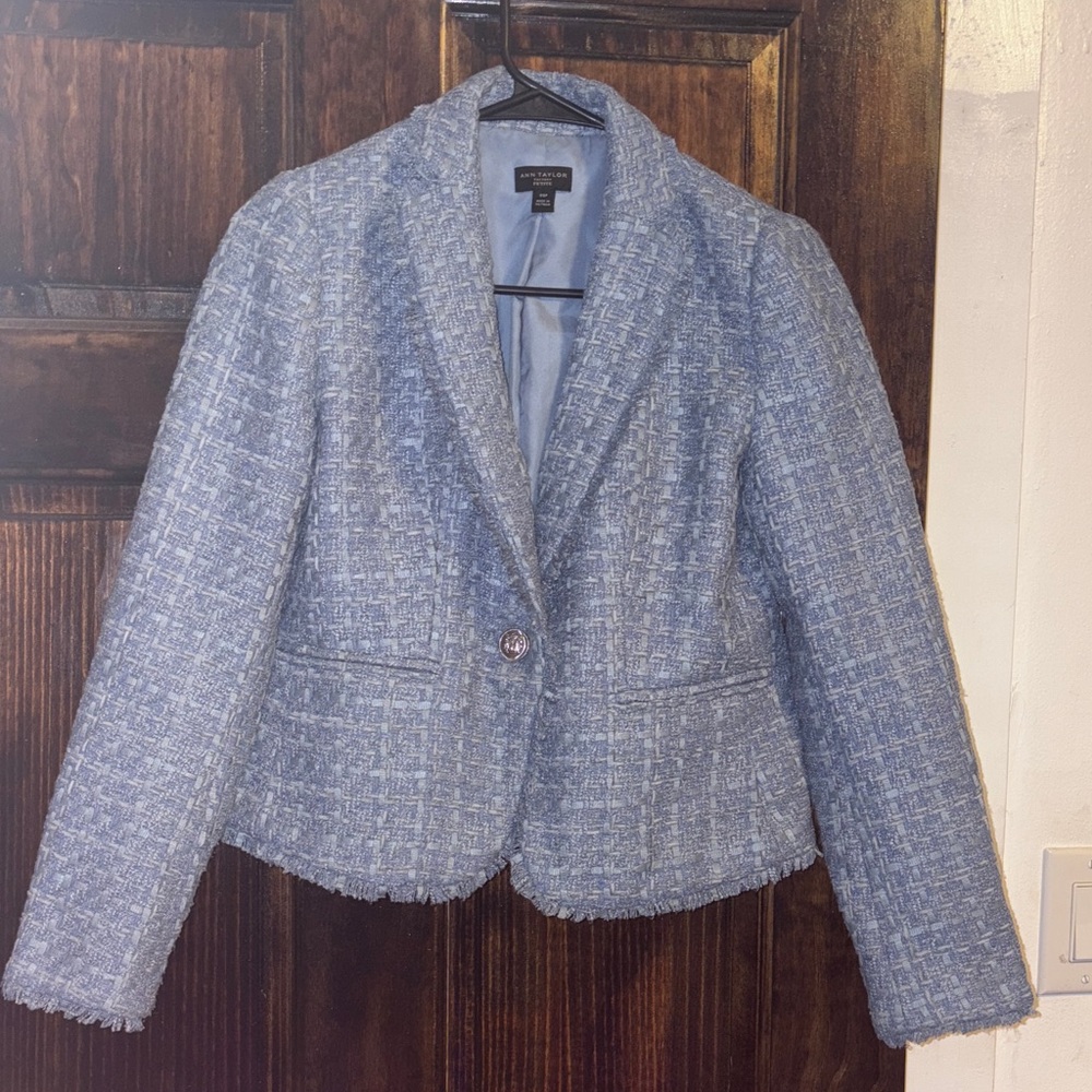 Ann Taylor Light Blue Tweed Blazer